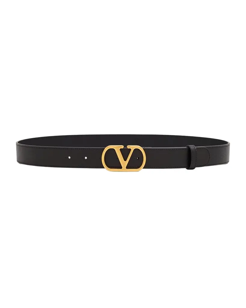 Valentino Garavani VLogo Signature Calfskin Leather Belt, 30mm
