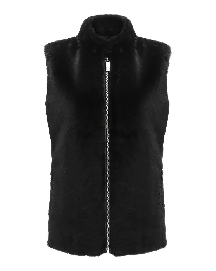 Gorski Select Lamb Shearling Zip Vest with Loro Piana Wool Back