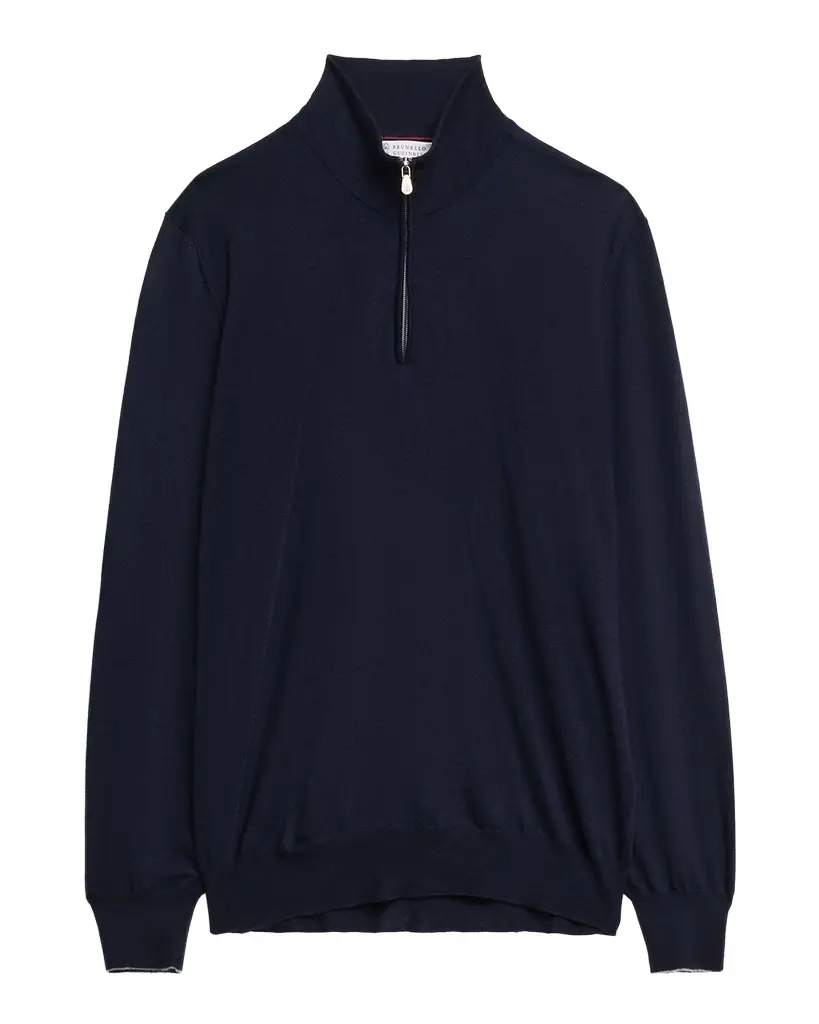 Brunello Cucinelli Men 's Wool-Cashmere Half Zip Pullover Sweater