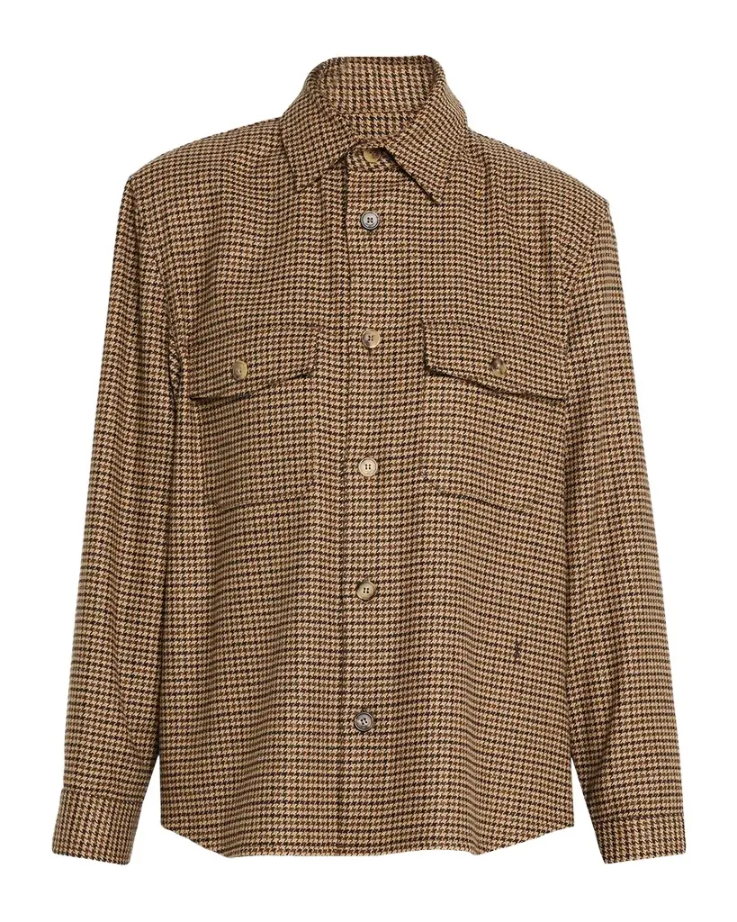 Saint Laurent Houndstooth Wool Shirt Jacket