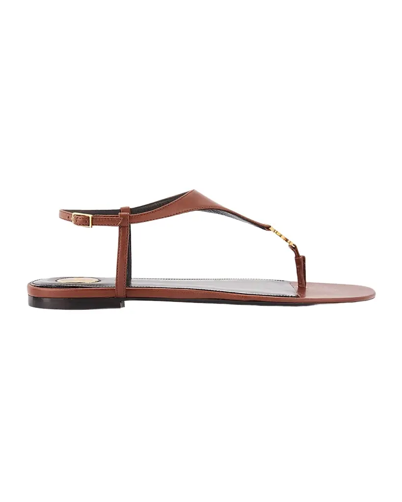 Saint Laurent Cassandra YSL Smooth Leather Sandals