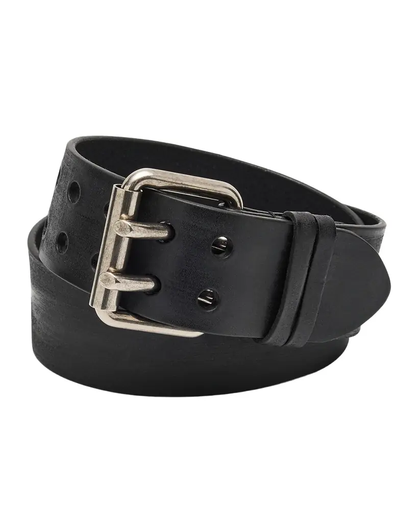 Saint Laurent Men 's Leather Double-Pin Buckle Belt