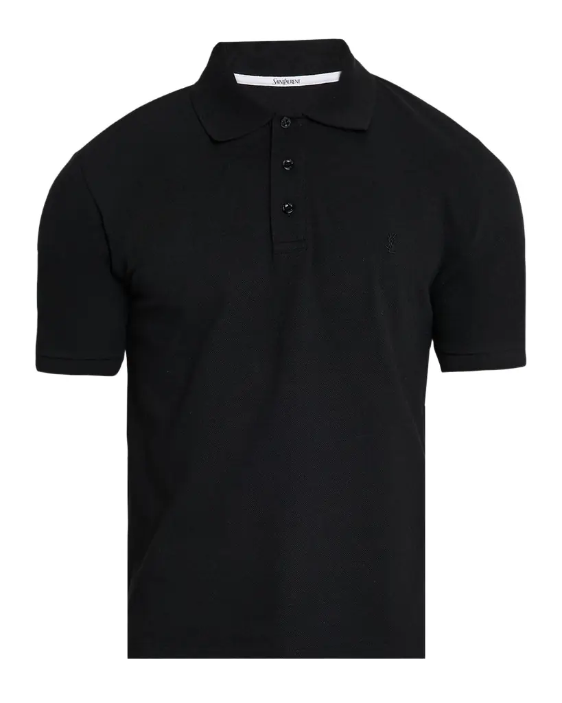 Saint Laurent Men 's Embroidered Cassandre Cotton Polo Shirt