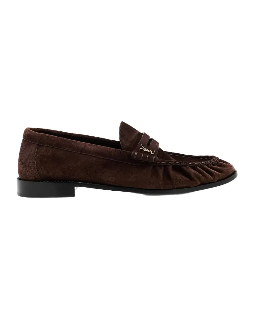 Saint Laurent Men 's Suede Cassandre Penny Loafers