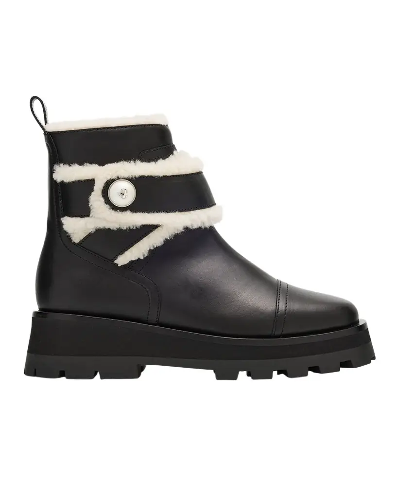 Jimmy Choo Meena Leather and Shearling Zip Ankle Boots