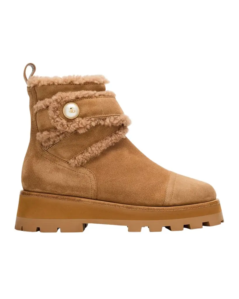 Jimmy Choo Meena Suede and Shearling Zip Ankle Boots