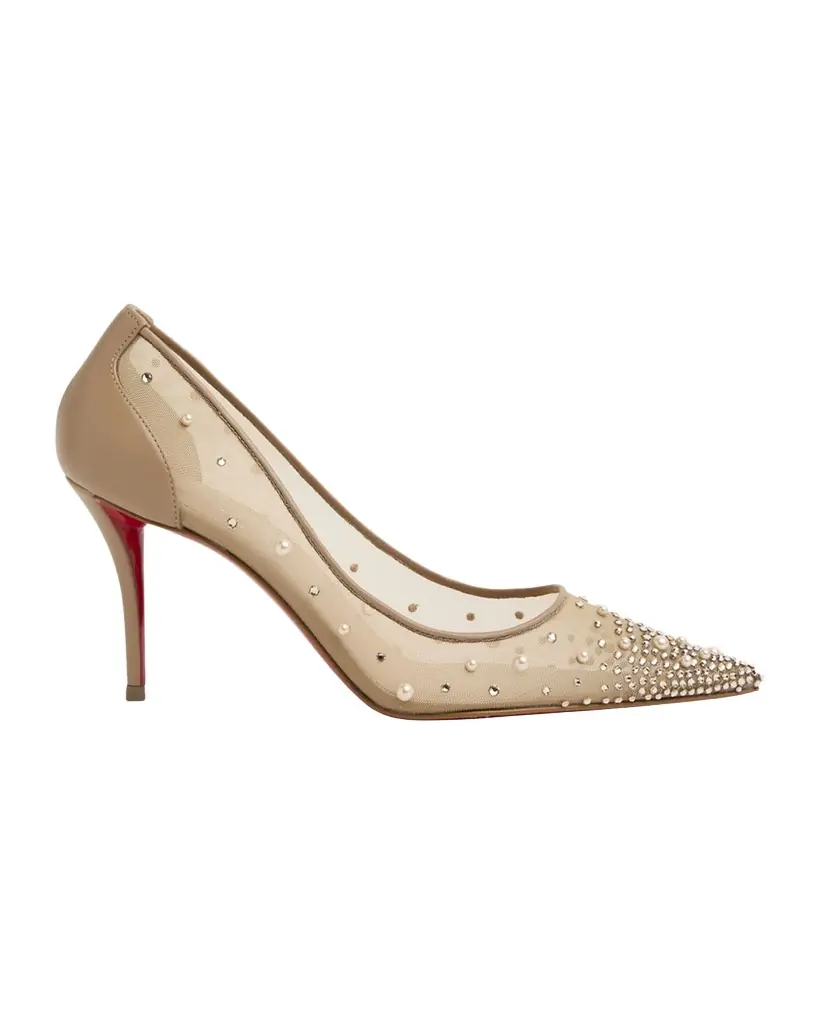 Christian Louboutin 80mm Miss Z Degrastra Embellished Mesh Pumps
