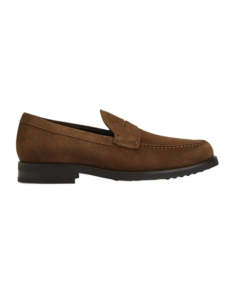 Tod 's Men 's Suede Rubber-Sole Penny Loafers
