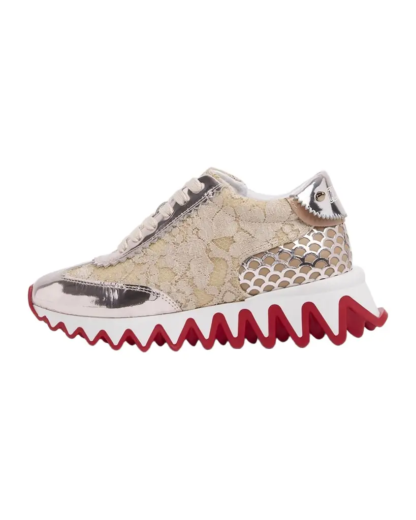 Christian Louboutin Girl 's Mini Shark Mixed Media Sneakers, Toddler/Kid