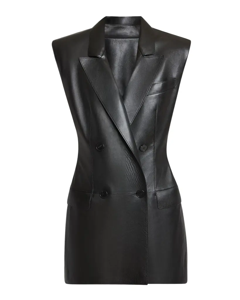 Givenchy Sleeveless Double-Breasted Leather Jacket
