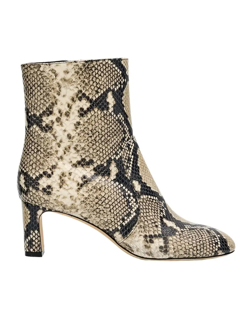 Stuart Weitzman Babette Snake-Printed Leather Booties