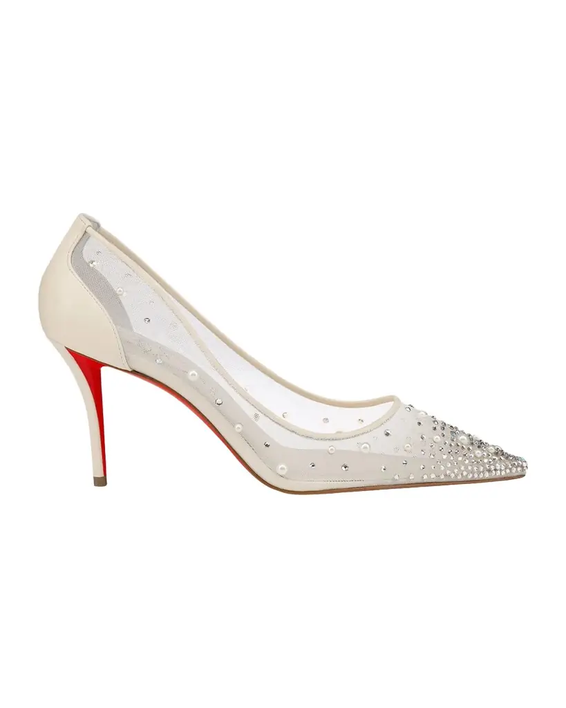 Christian Louboutin 80mm Miss Z Degrastra Embellished Mesh Pumps