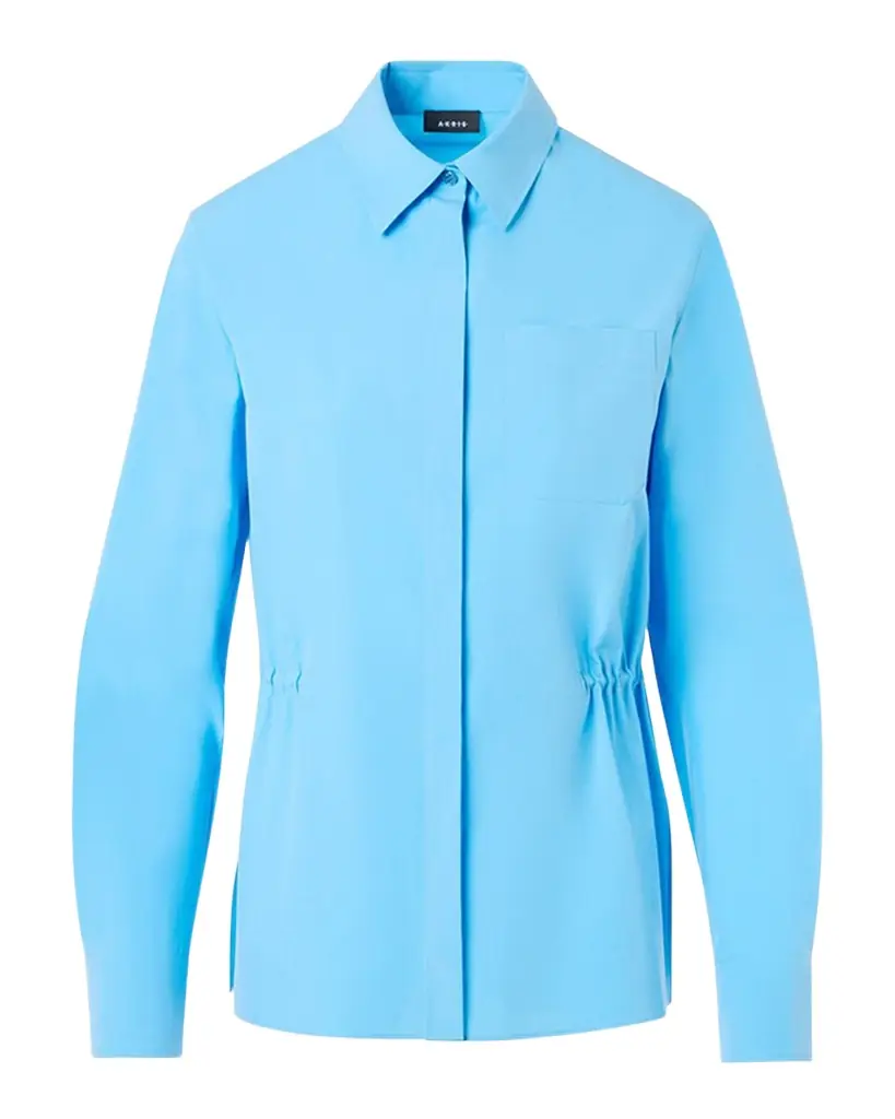 Akris Cinched-Waist Poplin Button-Down Shirt