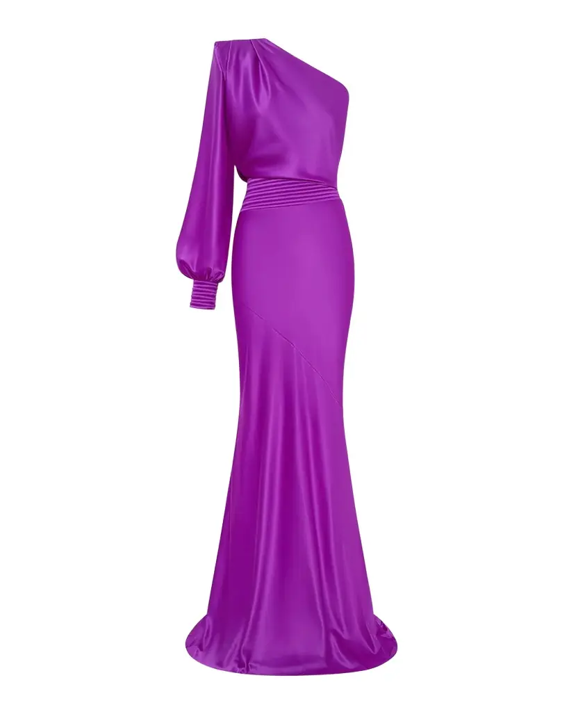 ZHIVAGO Don 't Look Now Draped One-Shoulder Satin Gown