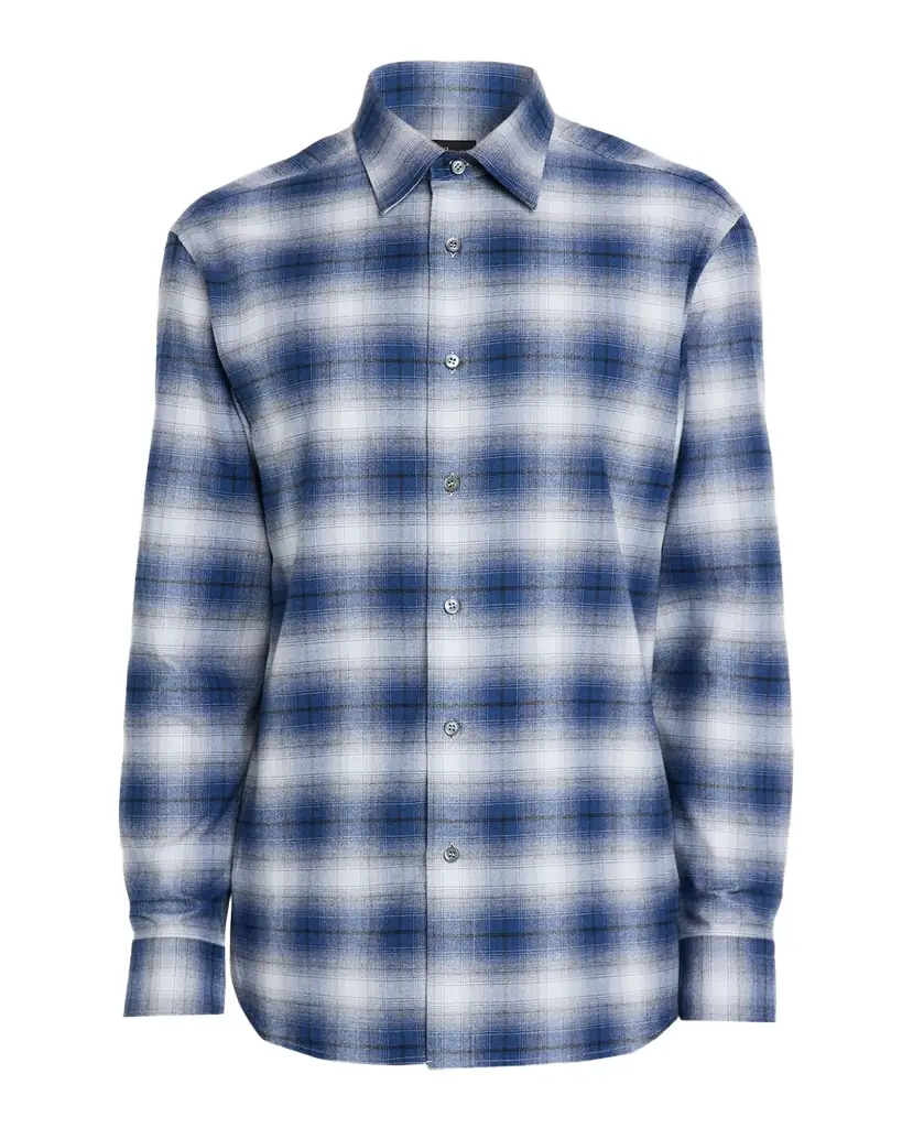 Brioni Men 's Cotton Flannel Check Sport Shirt