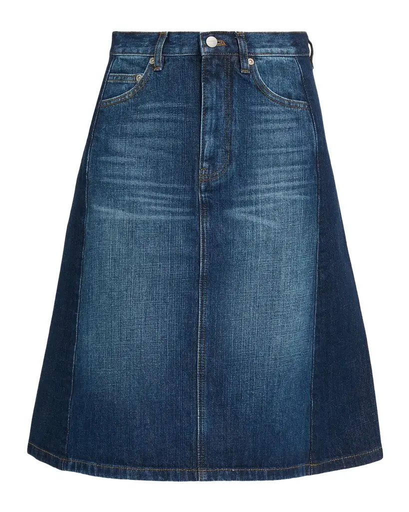 Marc Jacobs Two-Tone Denim Midi Skirt