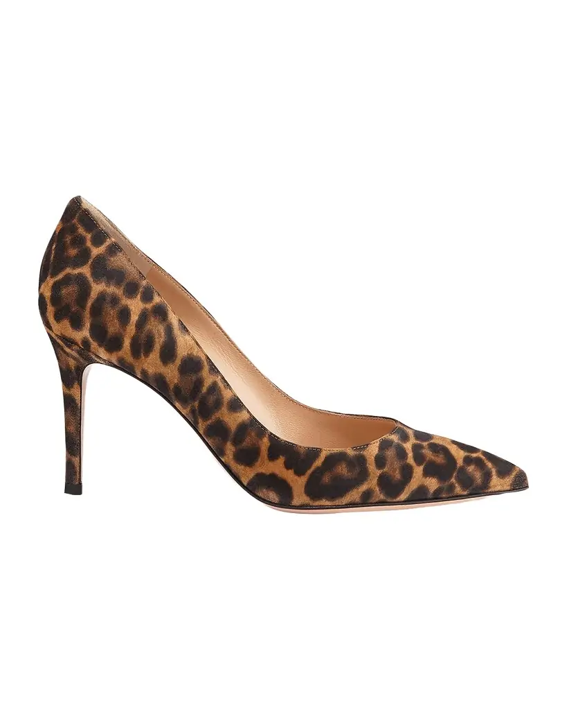 Gianvito Rossi 85mm Gianvito Leopard Suede Pointed-Toe Pumps