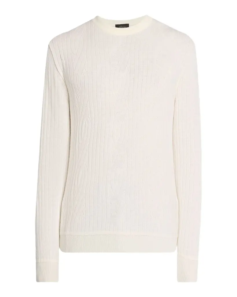 Brioni Men 's Wool and Cashmere Cable Knit Crewneck Sweater