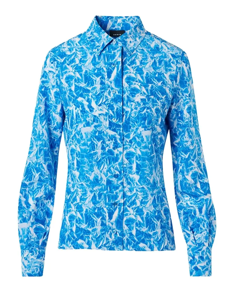 Akris Whitecaps Printed Long-Sleeve Shirt