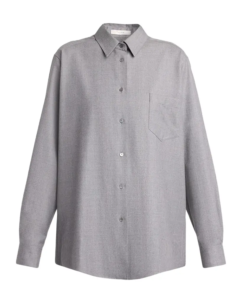 THE ROW Pino Wool Button-Down Shirt