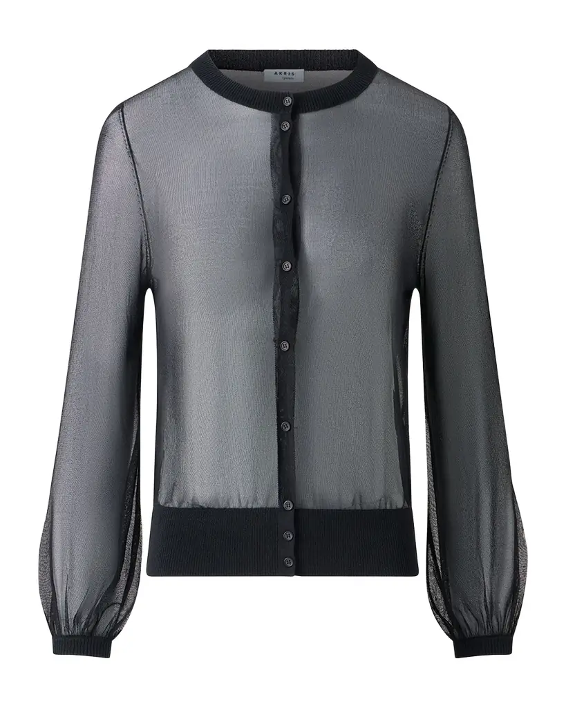 Akris punto Sheer Knit Crewneck Cardigan - Women's Clothing