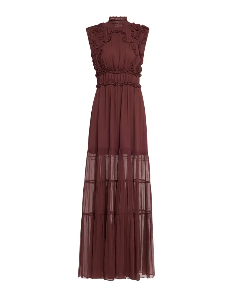 Ulla Johnson Verona Smocked Silk Turtleneck Gown
