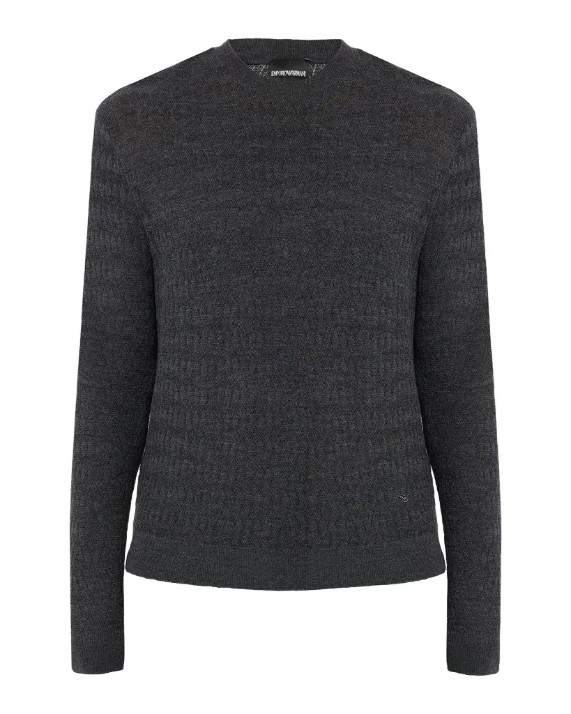 Emporio Armani Men 's Tonal Jacquard Slim-Fit Crewneck Sweater