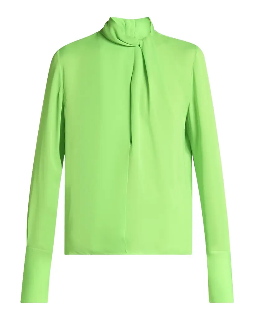 TOM FORD Twisted-Neck Silk Long-Sleeve Shirt