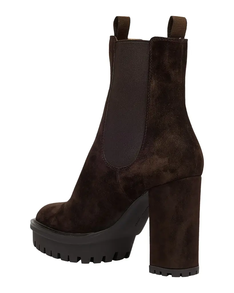Gianvito Rossi Suede Lug-Sole Booties