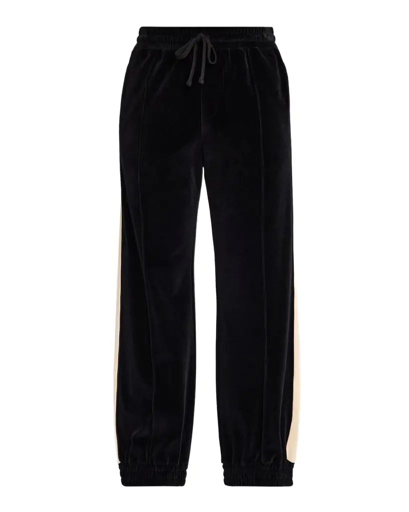 Valentino Garavani Men 's Velvet Pintuck Stripe Sweatpants