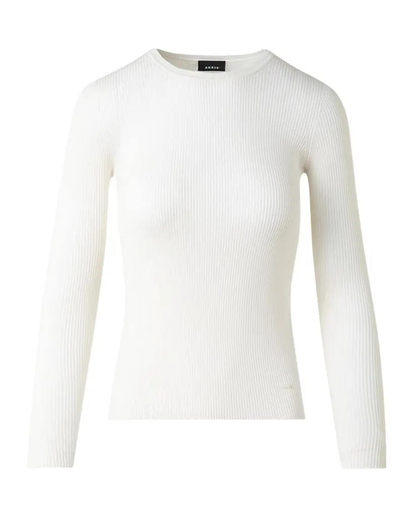 Akris Silk Cotton Rib Crewneck Sweater