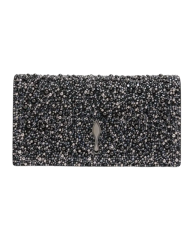 Christian Louboutin Bettina Bead-Encrusted Leather Clutch Bag