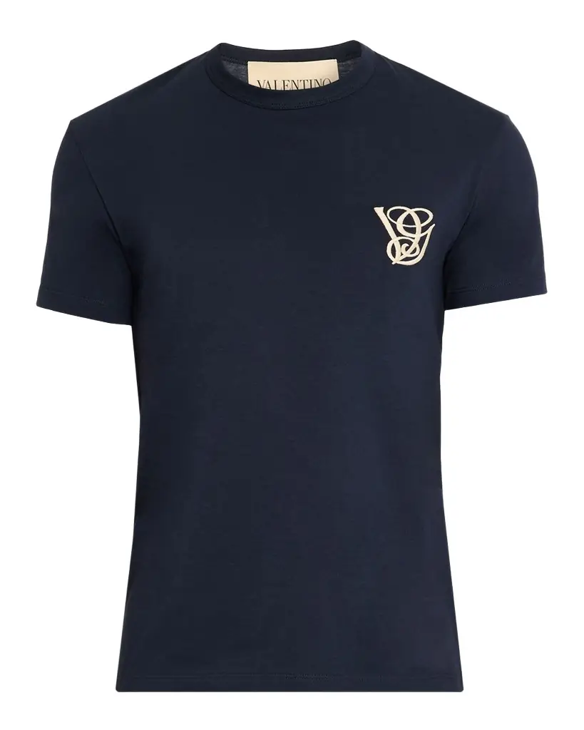 Valentino Garavani Men 's Jersey Embroidered Moonogram T-Shirt