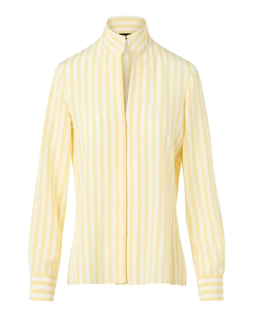 Akris Striped Silk Crepe Button-Down Shirt