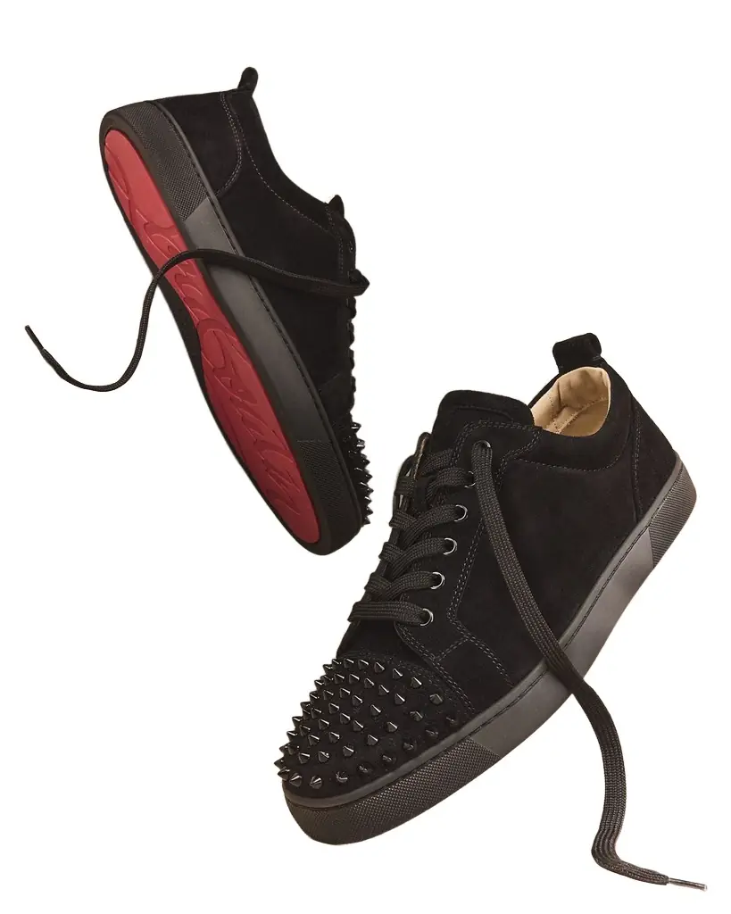 Christian Louboutin Men 's Louis Junior Spikes Leather Low-Top Sneakers
