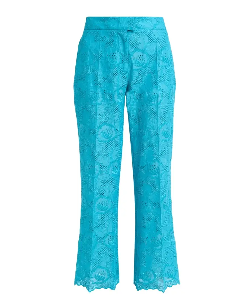 Valentino Garavani Floral Eyelet Embroidered Kickflare-Leg Ankle Pants
