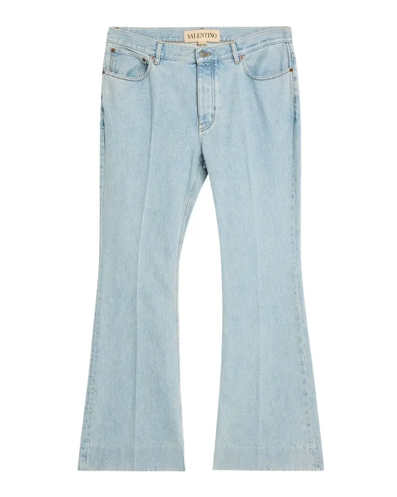 Valentino Garavani Men 's Light-Wash Denim Bootcut Jeans