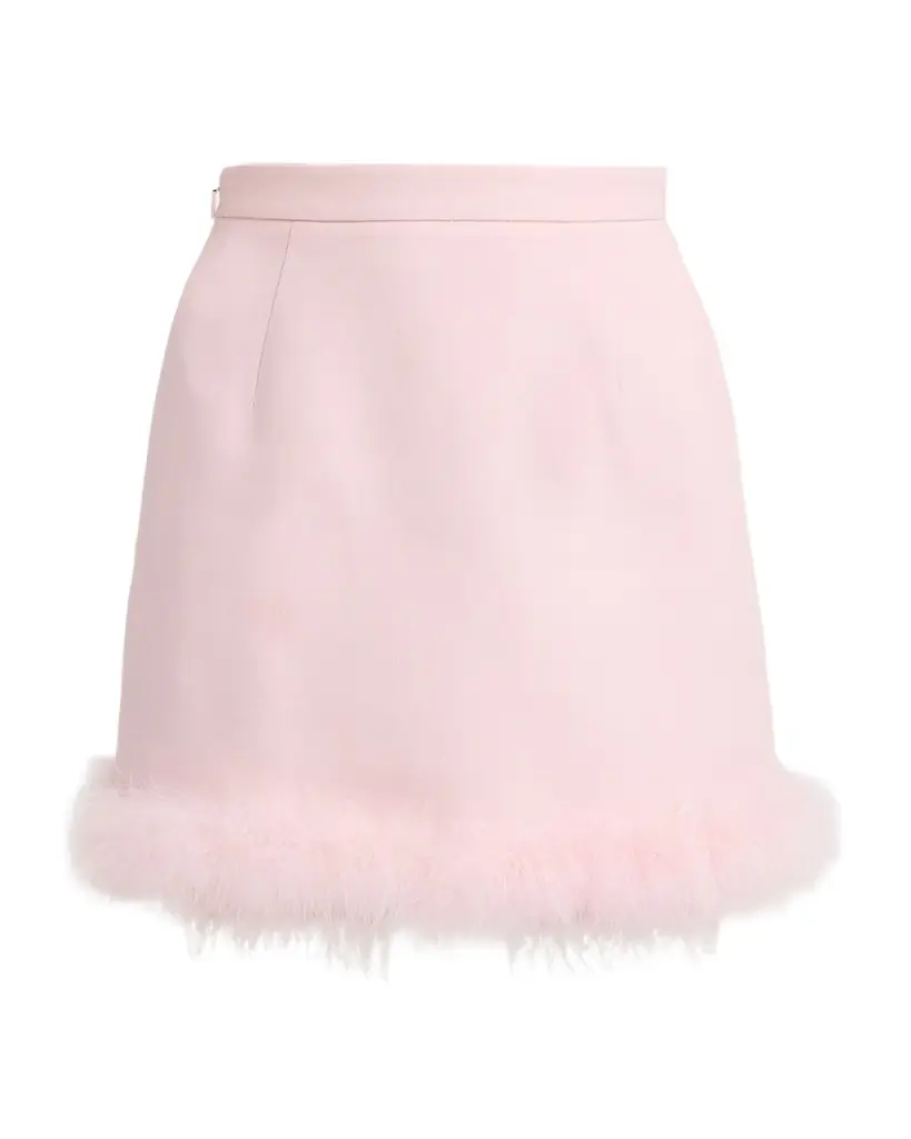 Valentino Garavani Feather-Trim Crepe Couture Mini Skirt