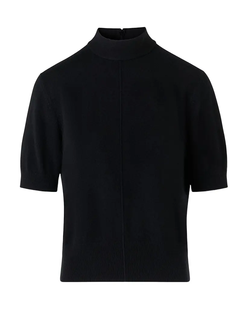 Akris Mock-Neck Short-Sleeve Cashmere Sweater