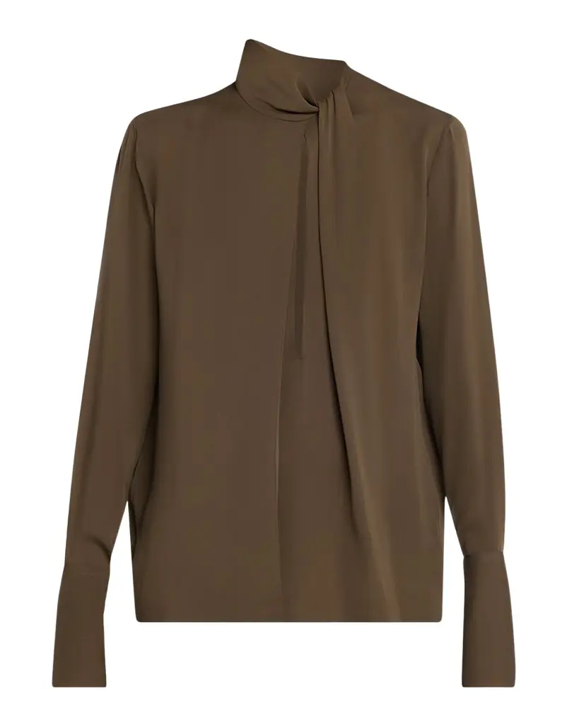 TOM FORD Twisted-Neck Silk Long-Sleeve Shirt
