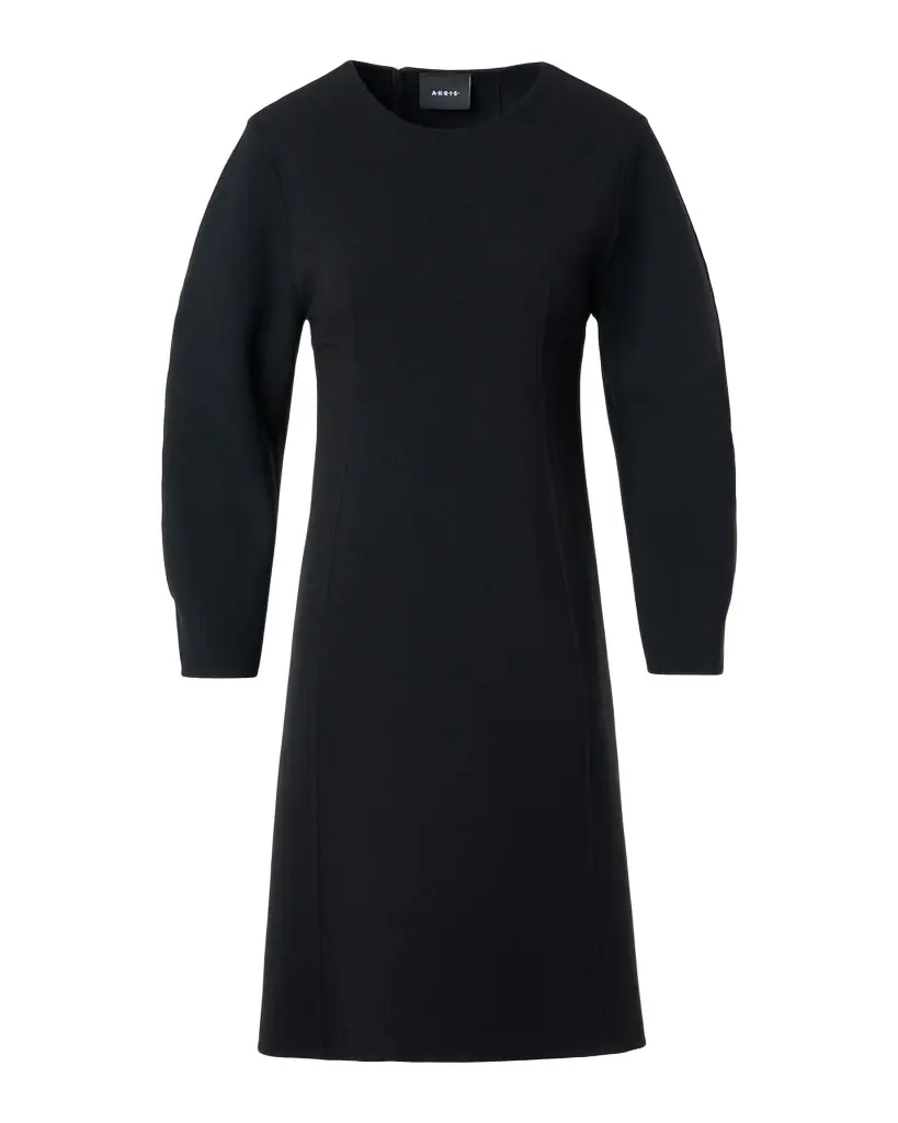 Akris Wool Crepe Long-Sleeve Mini Dress