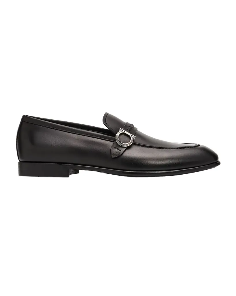 Ferragamo Men 's Terence Calfskin Gancini Saddle-Strap Loafers