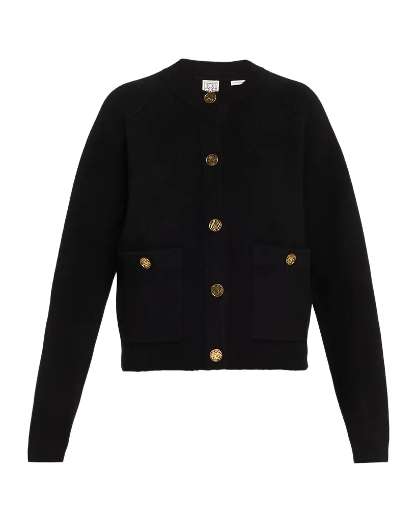 Toteme Cashmere-Wool Hammered Button Cardigan
