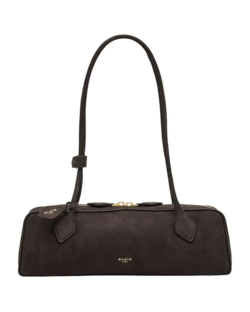 ALAIA Le Teckel Medium Suede Shoulder Bag