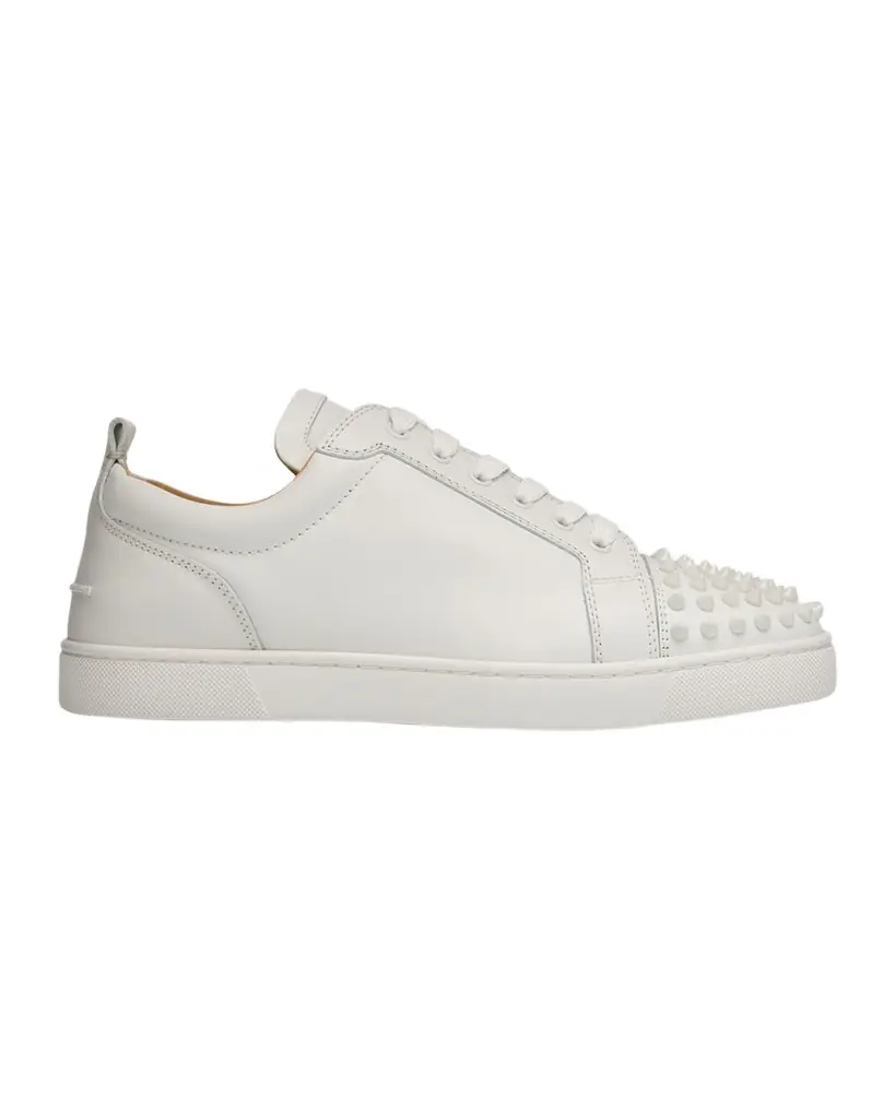Christian Louboutin Men 's Louis Junior Spikes Leather Low-Top Sneakers