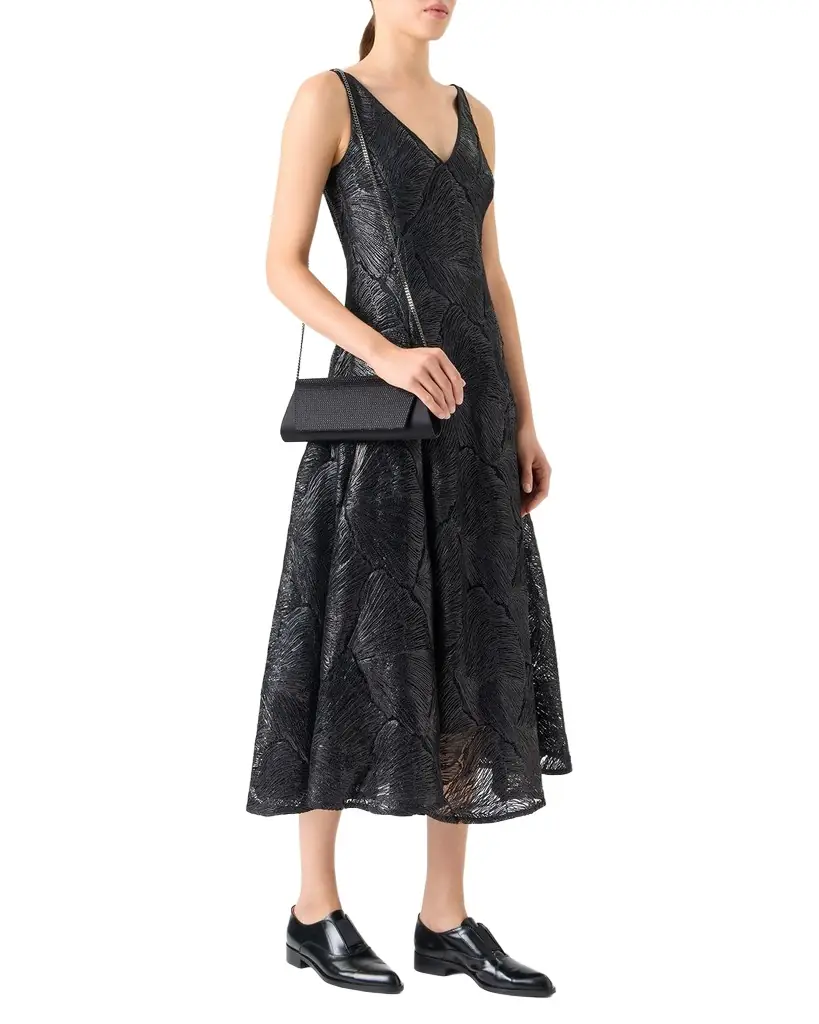 Akris Lacquered Sea Faille Sleeveless Midi Dress