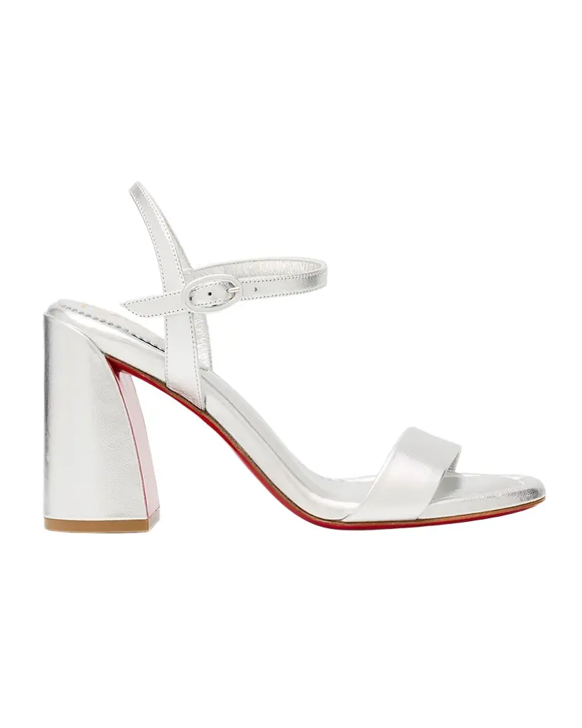 Christian Louboutin 85mm Miss Jane Metallic Leather Ankle-Strap Sandals