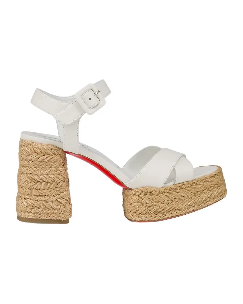 Christian Louboutin 70mm Calakala Leather Crisscross Espadrille Sandals