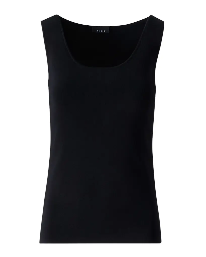 Akris Scoop-Neck Viscose Rib Knit Tank Top