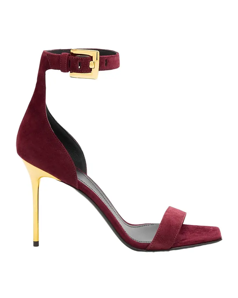 Balmain Suede Ankle-Strap Sandals